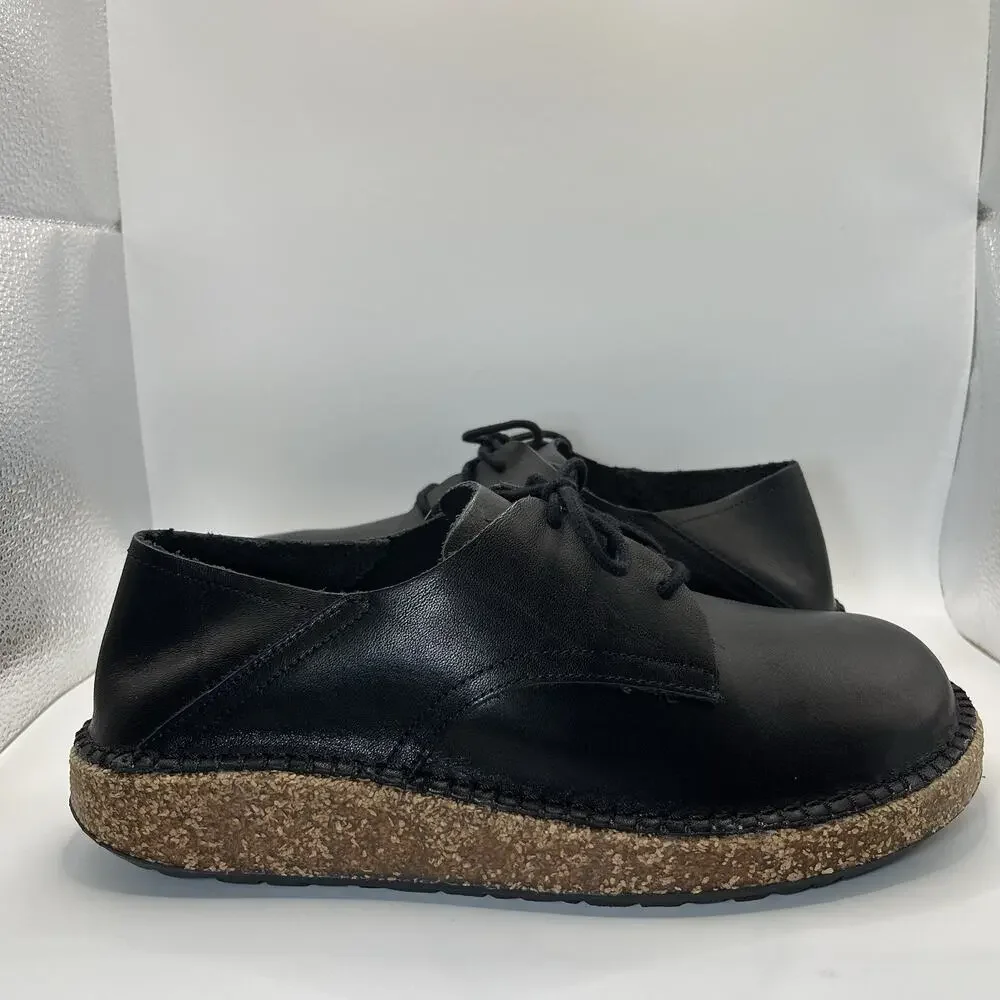 Birkenstock Gary Leather Shoes EU 41 Mens 8-8.5 Women 10-10.5 Vintage Wood Black